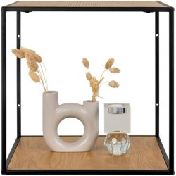 Valencia 35 cm hyldevg i sort metal stel og med 2 trhylder med ege look. 