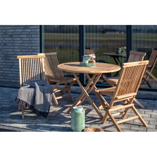  Star rundt klap spisebord 100 cm i teaktr