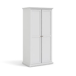 Frisenborg hvidt garderobeskab, 95 cm bredt med 2 dre, inkl 5 hylder