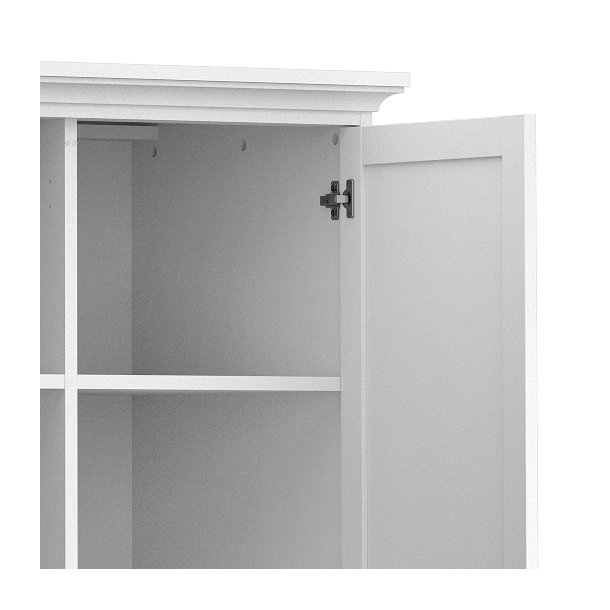 Frisenborg hvidt garderobeskab, 95 cm bredt med 2 dre, inkl 5 hylder