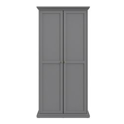 Frisenborg garderobeskab, 95 cm bredt med 2 dre, inkl 5 hylder, mat gr