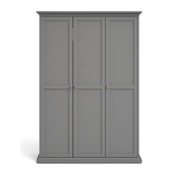 Frisenborg garderobeskab, 140 cm bredt med 3 dre og inkl 5 hylder mat gr