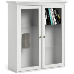 Frisenborg 100 cm bred hvid hngevitrine med 2 glasdre.