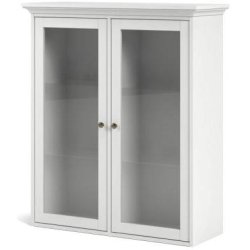 Frisenborg 100 cm bred hvid hngevitrine med 2 glasdre.