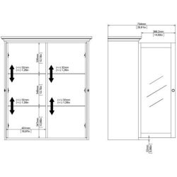Frisenborg 100 cm bred hvid hngevitrine med 2 glasdre.