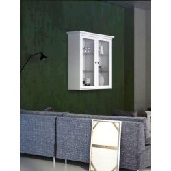 Frisenborg 100 cm bred hvid hngevitrine med 2 glasdre.