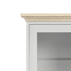 Frisenborg 100 cm bred hngevitrine hvid og ege look med 2 glasdre.