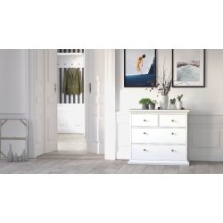 Frisenborg hvid kommode 95 cm bred med 4 skuffer