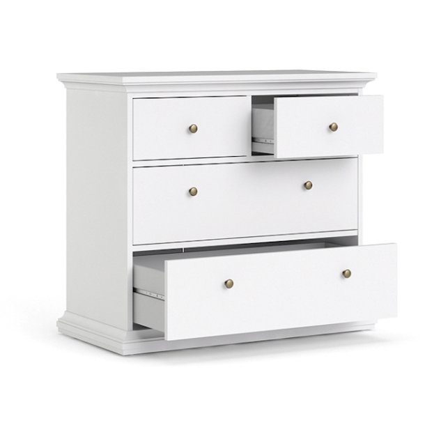 Frisenborg hvid kommode 95 cm bred med 4 skuffer