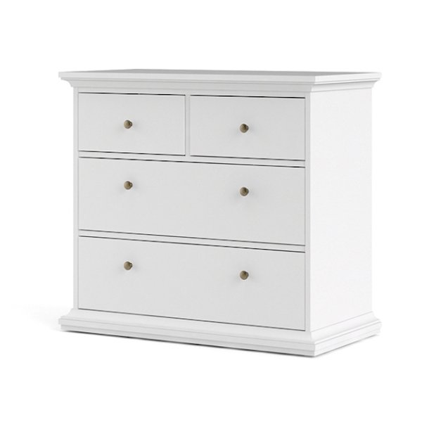 Frisenborg hvid kommode 95 cm bred med 4 skuffer