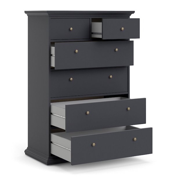 Frisenborg kommode med 6 skuffer 95 cm bred, mat gr