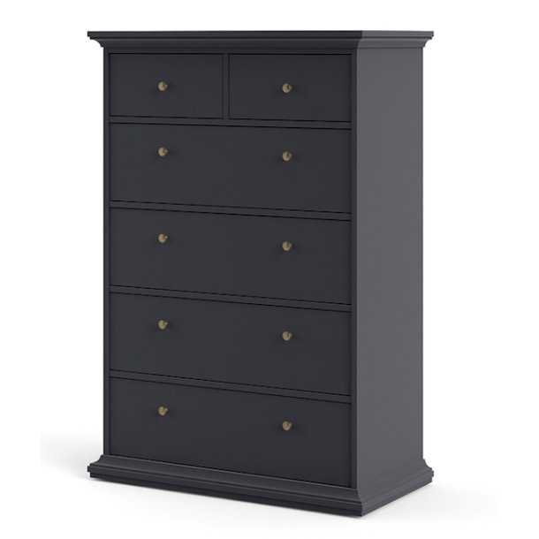 Frisenborg kommode med 6 skuffer 95 cm bred, mat gr