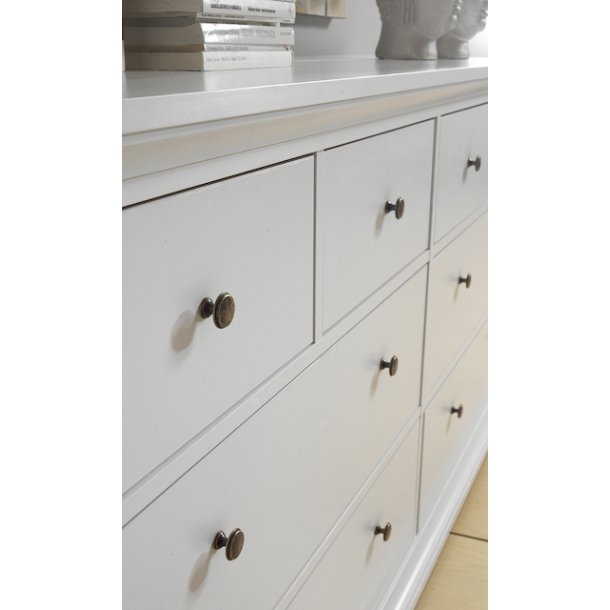  Frisenborg hvid dobbelt kommode med 8 skuffer 180 cm bred 