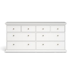  Frisenborg hvid dobbelt kommode med 8 skuffer 180 cm bred 