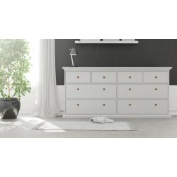  Frisenborg hvid dobbelt kommode med 8 skuffer 180 cm bred 