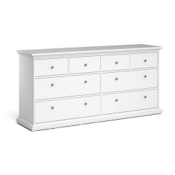  Frisenborg hvid dobbelt kommode med 8 skuffer 180 cm bred 