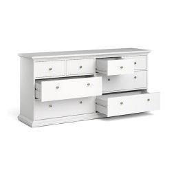  Frisenborg hvid dobbelt kommode med 8 skuffer 180 cm bred 