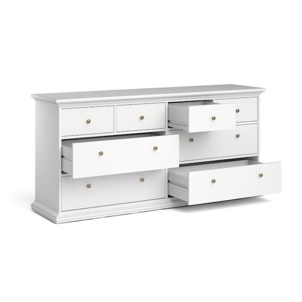  Frisenborg hvid dobbelt kommode med 8 skuffer 180 cm bred 