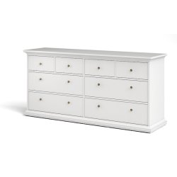  Frisenborg hvid dobbelt kommode med 8 skuffer 180 cm bred 