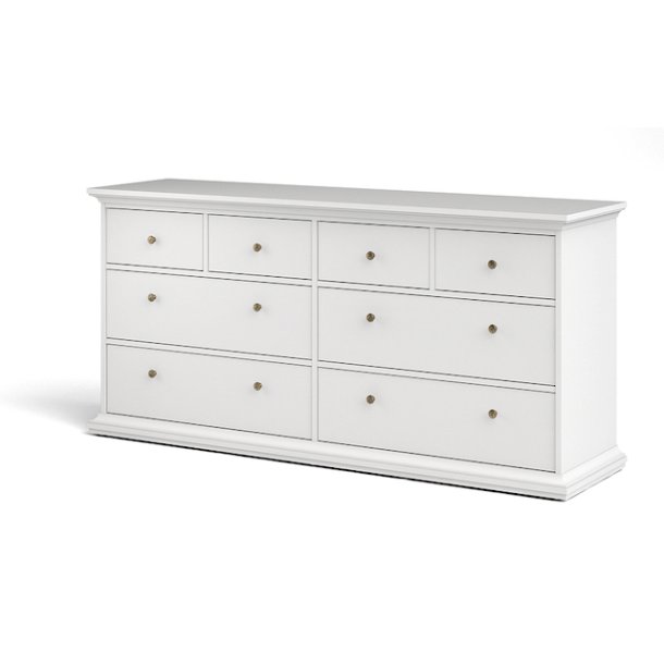  Frisenborg hvid dobbelt kommode med 8 skuffer 180 cm bred 
