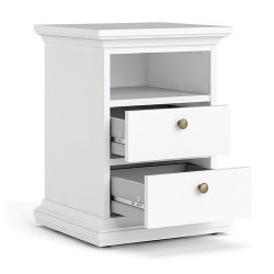 Frisenborg hvidt natbord med 2 skuffer og hylde