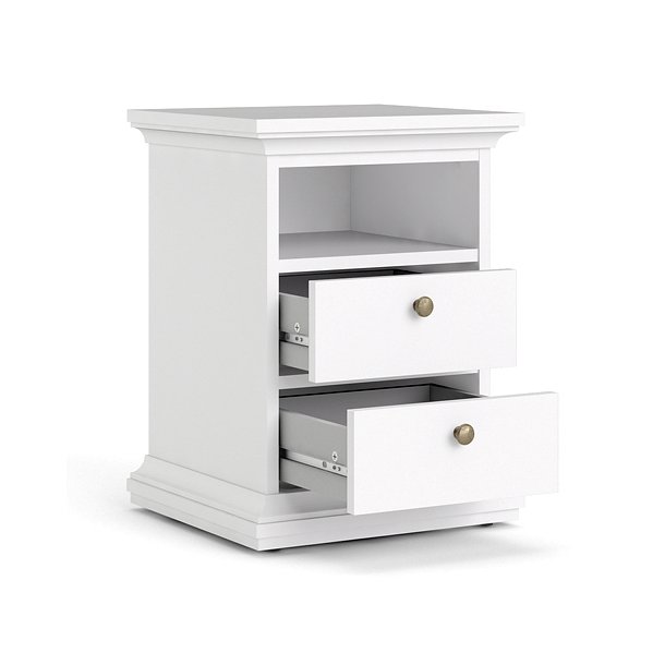 Frisenborg hvidt natbord med 2 skuffer og hylde