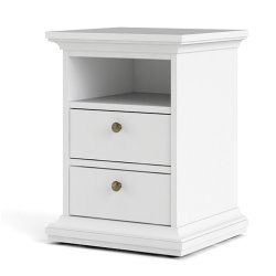 Frisenborg hvidt natbord med 2 skuffer og hylde