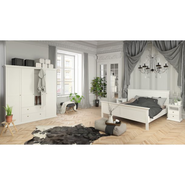 Frisenborg hvid dobbelt seng 180 x 200 cm med hovedgrde