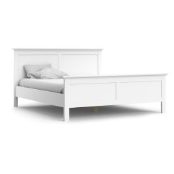 Frisenborg hvid dobbelt seng 180 x 200 cm med hovedgrde