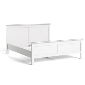 Frisenborg hvid dobbelt seng 180 x 200 cm med hovedgrde