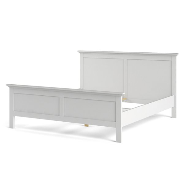 Frisenborg hvid dobbelt seng 180 x 200 cm med hovedgrde