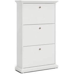 Frisenborg hvidt skoskab 75 cm bredt og med 3 vippel�ger og plads til ca. 18 par sko