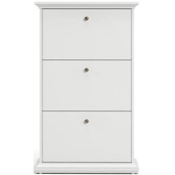 Frisenborg hvidt skoskab 75 cm bredt og med 3 vippel�ger og plads til ca. 18 par sko