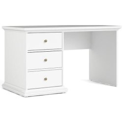 Frisenborg hvidt skrivebord 130 x 60 cm med 3 skuffer.