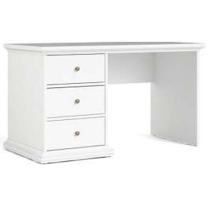 Frisenborg hvidt skrivebord 130 x 60 cm med 3 skuffer.