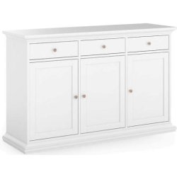 Frisenborg 144 cm bred hvid sknk med 3 skabe og 3 skuffer.