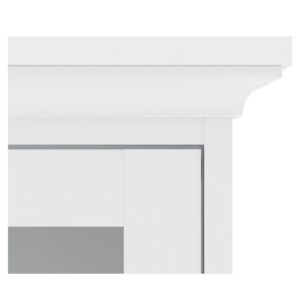 Frisenborg 100 cm bred hvidt vitrineskab med glasdre, hylder og skuffer.