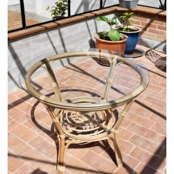 Capri kurvembelst i natur-rattan med sofa, bord og 2 stole 