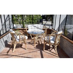 Capri kurvembelst i natur-rattan med sofa, bord og 2 stole 
