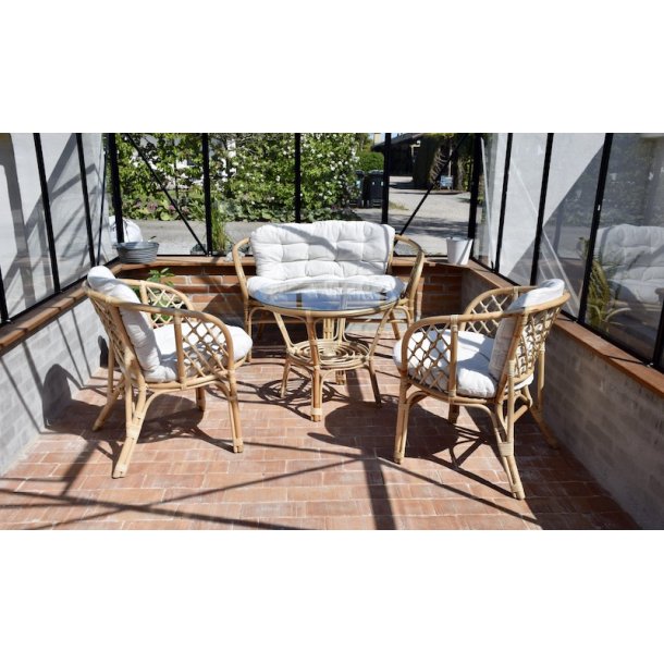 Capri kurvembelst i natur-rattan med sofa, bord og 2 stole 