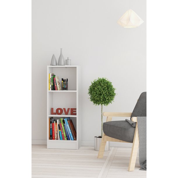 Alfa hvid smal bogreol med 2 hylder 40 x 107 cm 