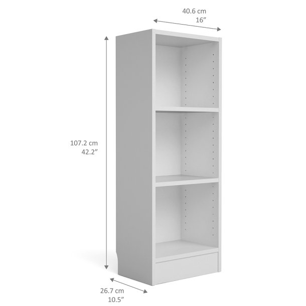 Alfa hvid smal bogreol med 2 hylder 40 x 107 cm 