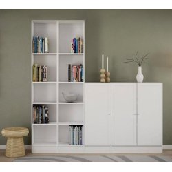 Alfa hvid smal bogreol med 4 hylder 40 x 203 cm 