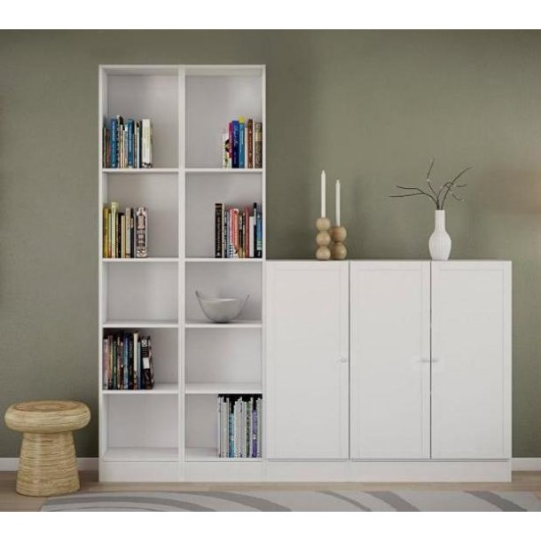 Alfa hvid smal bogreol med 4 hylder 40 x 203 cm 