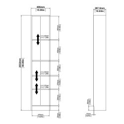 Alfa hvid smal bogreol med 4 hylder 40 x 203 cm 