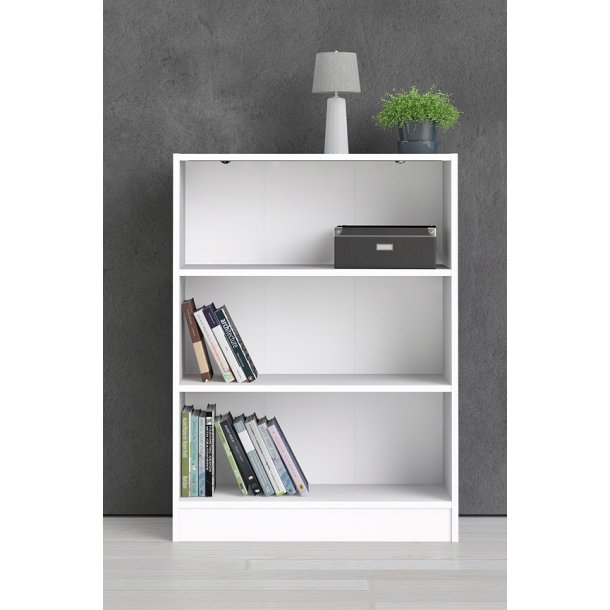Alfa hvid  bogreol med 2 justerbare hylder 80 cm bred. Produceret i Danmark