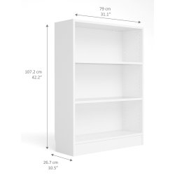 Alfa hvid  bogreol med 2 justerbare hylder 80 cm bred. Produceret i Danmark