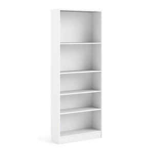 Alfa hvid bred og hj bogreol med 4 hylder 79 x 203 cm 