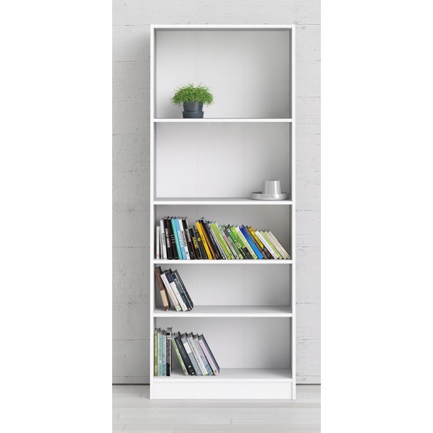 Alfa hvid bred og hj bogreol med 4 hylder 79 x 203 cm 