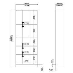 Alfa hvid bred og hj bogreol med 4 hylder 79 x 203 cm 